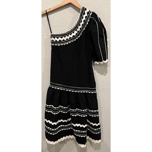 Sea New York Ryleigh Rickrack One-Shoulder Cotton Dress Size XXS - Picture 6 of 13